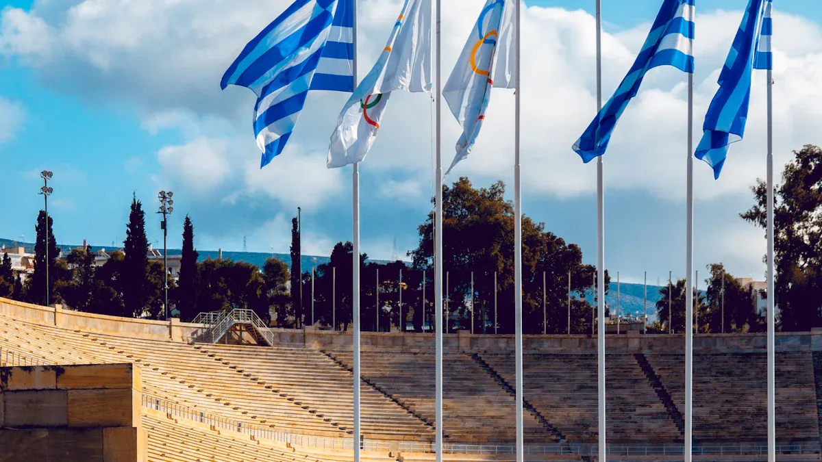 Sportliche Events und Fahnen