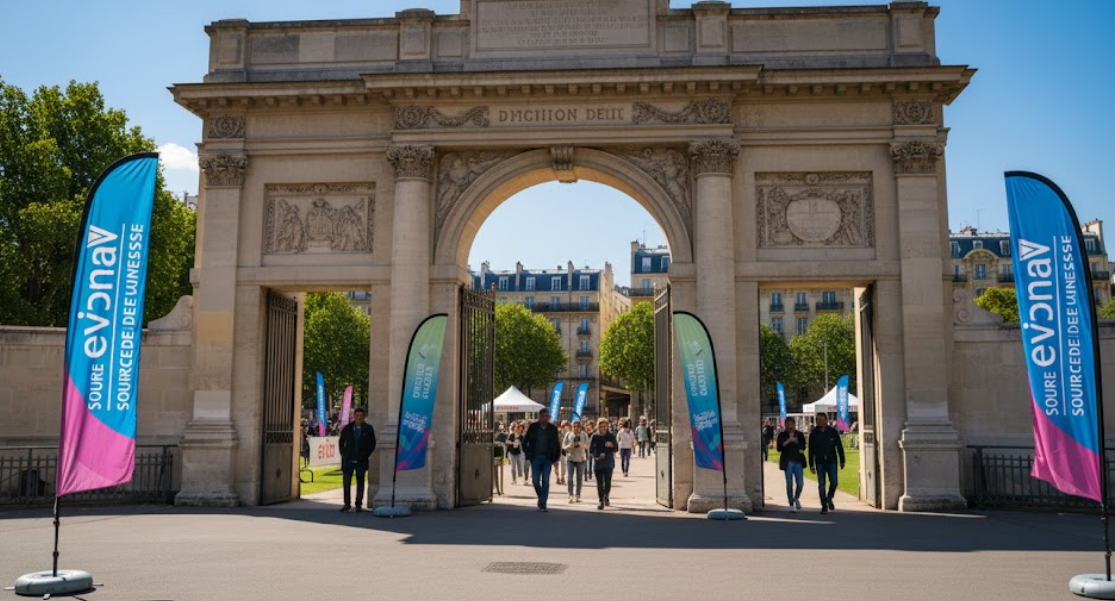 Oriflamme publicitaire extérieur