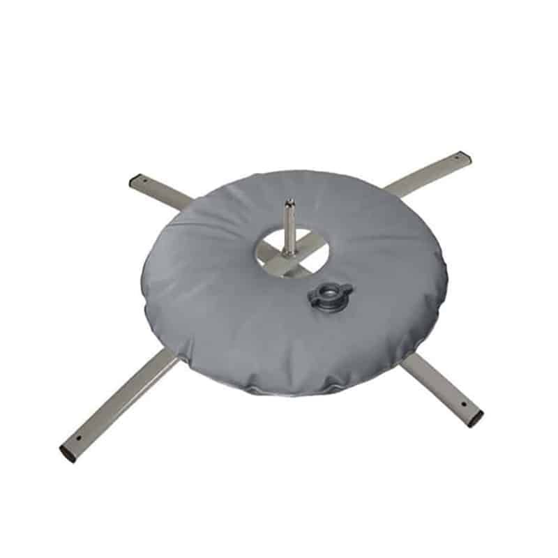 Pied croisillon quatre branches avec bouée de lestage pour drapeau goutte